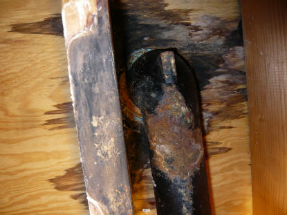 Toilet Leak: Incorrect toilet flange connection creating water damage, mold